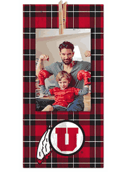 Utah Utes Plaid Clothespin 6x12 Sign