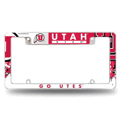 Utah Utes Primary 12" x 6" Chrome All Over Automotive License Plate Frame