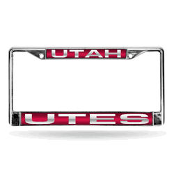 Utah Utes Red 12" x 6" Laser Cut Chrome Frame