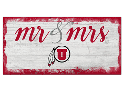 Utah Utes Script Mr & Mrs 6x12 Sign