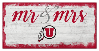Utah Utes Script Mr & Mrs 6x12 Sign