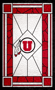 Utah Utes Stained Glass 11x19 Wood Sign