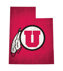 Utah Utes Team Color Logo State Sign