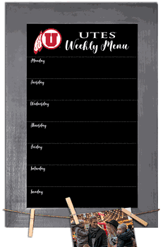 Utah Utes Weekly Chalkboard with frame & clothespins 11x19 Sign