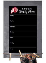 Utah Utes Weekly Chalkboard with frame & clothespins 11x19 Sign