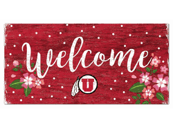 Utah Utes Welcome Floral 6x12 Sign
