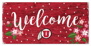 Utah Utes Welcome Floral 6x12 Sign