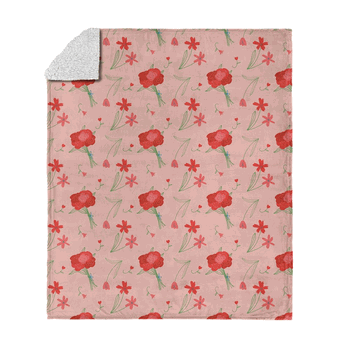 Valentine's Day Flowers Silk Touch Sherpa Throw Blanket 50x60 Inches