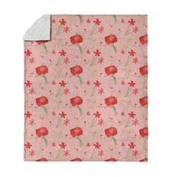 Valentine's Day Flowers Silk Touch Sherpa Throw Blanket 50x60 Inches