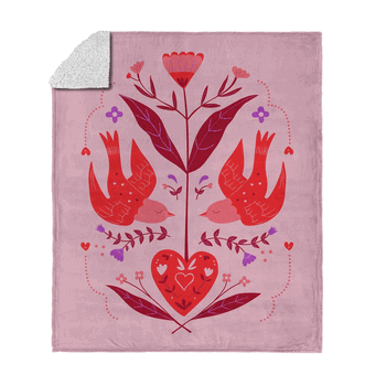 Valentine's Day Flying Birds Silk Touch Sherpa Throw Blanket 50x60 Inches