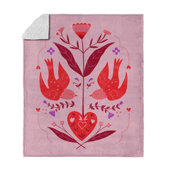 Valentine's Day Flying Birds Silk Touch Sherpa Throw Blanket 50x60 Inches