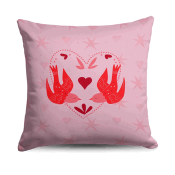 Valentine's Day Flying Birds Throw Pillow 18X18 Inches