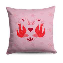 Valentine's Day Flying Birds Throw Pillow 18X18 Inches