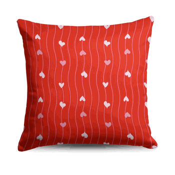 Valentine's Day Line Hearts Throw Pillow 18X18 Inches