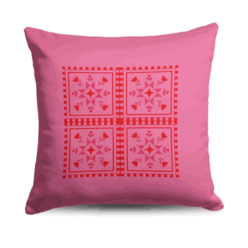 Valentine's Day Quilted Throw Pillow 18X18 Inches