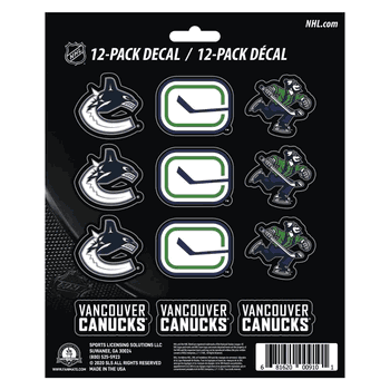 Vancouver Canucks 12 Count Mini Decal Sticker Pack
