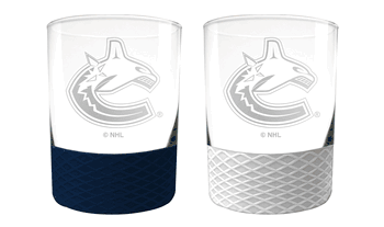Vancouver Canucks 2pc Laser Etched Commissioner Rocks Glass Set