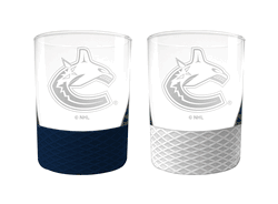Vancouver Canucks 2pc Laser Etched Commissioner Rocks Glass Set