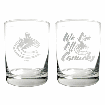 Vancouver Canucks 2pc Rocks Glass Set