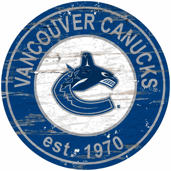 Vancouver Canucks Distressed Round Sign