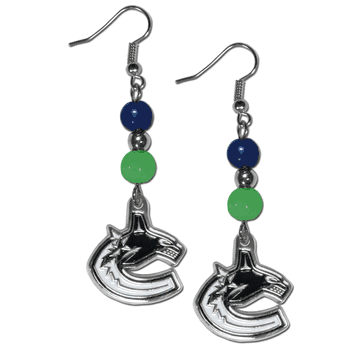 Vancouver Canucks Fan Bead Dangle Earrings