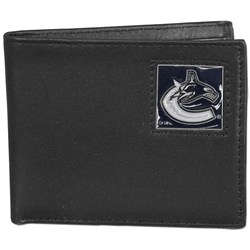 Vancouver Canucks Leather Bi-fold Wallet Packaged in Gift Box