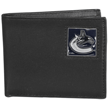 Vancouver Canucks Leather Bi-fold Wallet Packaged in Gift Box
