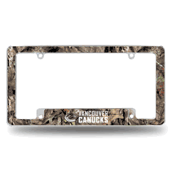 Vancouver Canucks Mossy Oak 12" x 6" Chrome All Over Automotive License Plate Frame for Car/Truck/SUV