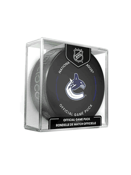 Vancouver Canucks NHL Hockey Official Game Puck IN CUBE