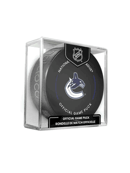 Vancouver Canucks NHL Hockey Official Game Puck IN CUBE