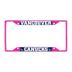 Vancouver Canucks Pink Metal License Plate Frame - 6.25"x12.25"