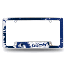 Vancouver Canucks Tie Dye 12" x 6" Chrome All Over Automotive License Plate Frame for Car/Truck/SUV
