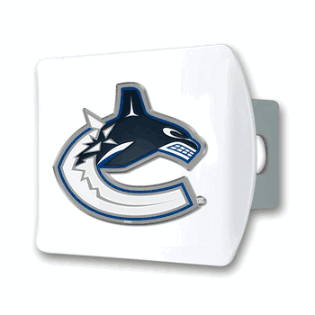 Vancouver Canucks White Metal Hitch Cover with  3D Color Emblem