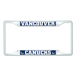 Vancouver Canucks White Metal License Plate Frame - 6.25"x12.25"