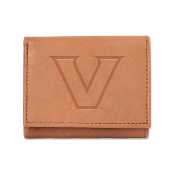 Vanderbilt Commodores  Brown Embossed Genuine Leather Tri-Fold Wallet