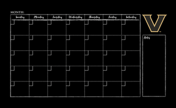 Vanderbilt Commodores Monthly Chalkboard with frame & clothespins 11x19 Sign