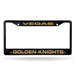 Vegas Golden Knights Black 12" x 6" Black Laser Cut Chrome Frame