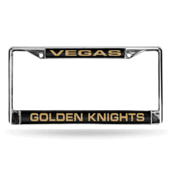 Vegas Golden Knights Black 12" x 6" Laser Cut Chrome Frame