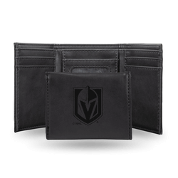 Vegas Golden Knights Black Laser Engraved Faux Leather Trifold
