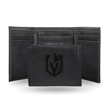Vegas Golden Knights Black Laser Engraved Faux Leather Trifold