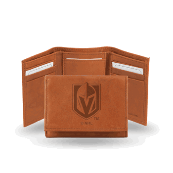 Vegas Golden Knights  Brown Embossed Genuine Leather Tri-Fold Wallet
