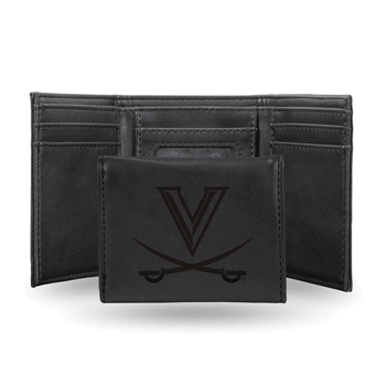 Virginia Cavaliers Black Laser Engraved Faux Leather Trifold