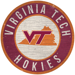Virginia Tech Hokies 12 in. Circle w/ State Sign