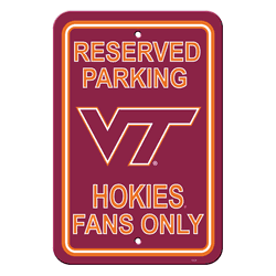 Virginia Tech Hokies 12" X 18" Plastic Parking Sign