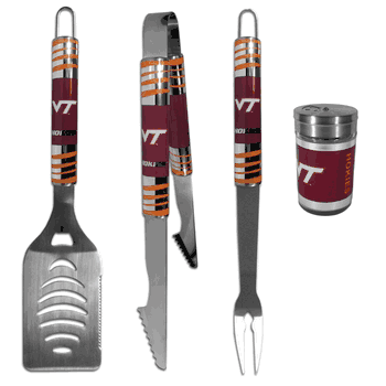 Virginia Tech Hokies 3 pc Tailgater BBQ Set and Season Shaker