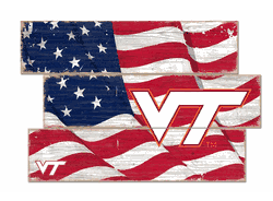 Virginia Tech Hokies American Flag 3 Plank