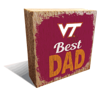 Virginia Tech Hokies Best Dad 6x6 Wood Block