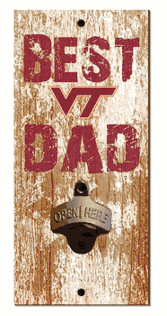 Virginia Tech Hokies Best Dad Bottle Opener Wood Sign