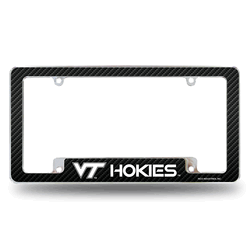 Virginia Tech Hokies Carbon Fiber 12" x 6" Chrome All Over Automotive License Plate Frame