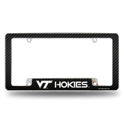 Virginia Tech Hokies Carbon Fiber 12" x 6" Chrome All Over Automotive License Plate Frame for Car/Truck/SUV